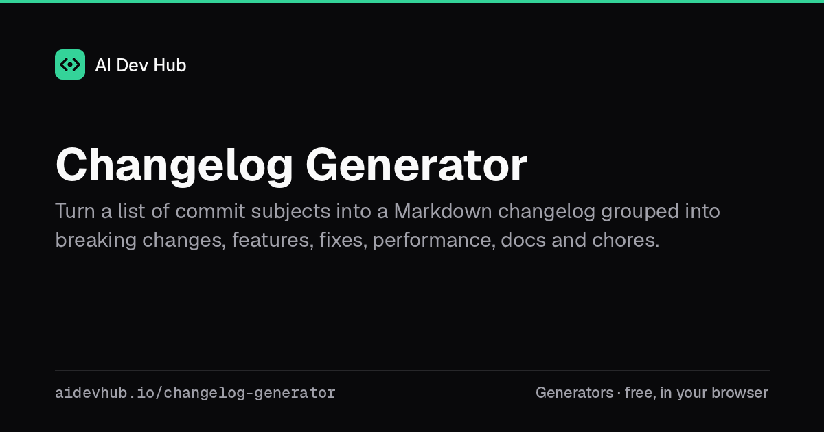 Changelog Generator | AI Dev Hub