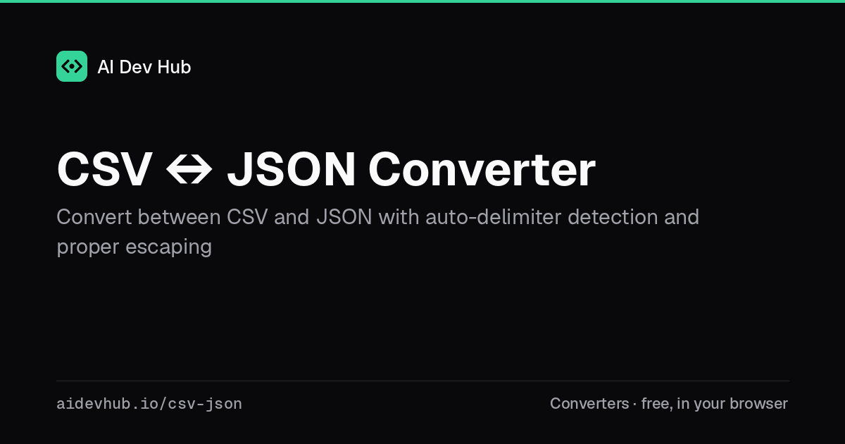CSV ↔ JSON Converter | AI Dev Hub