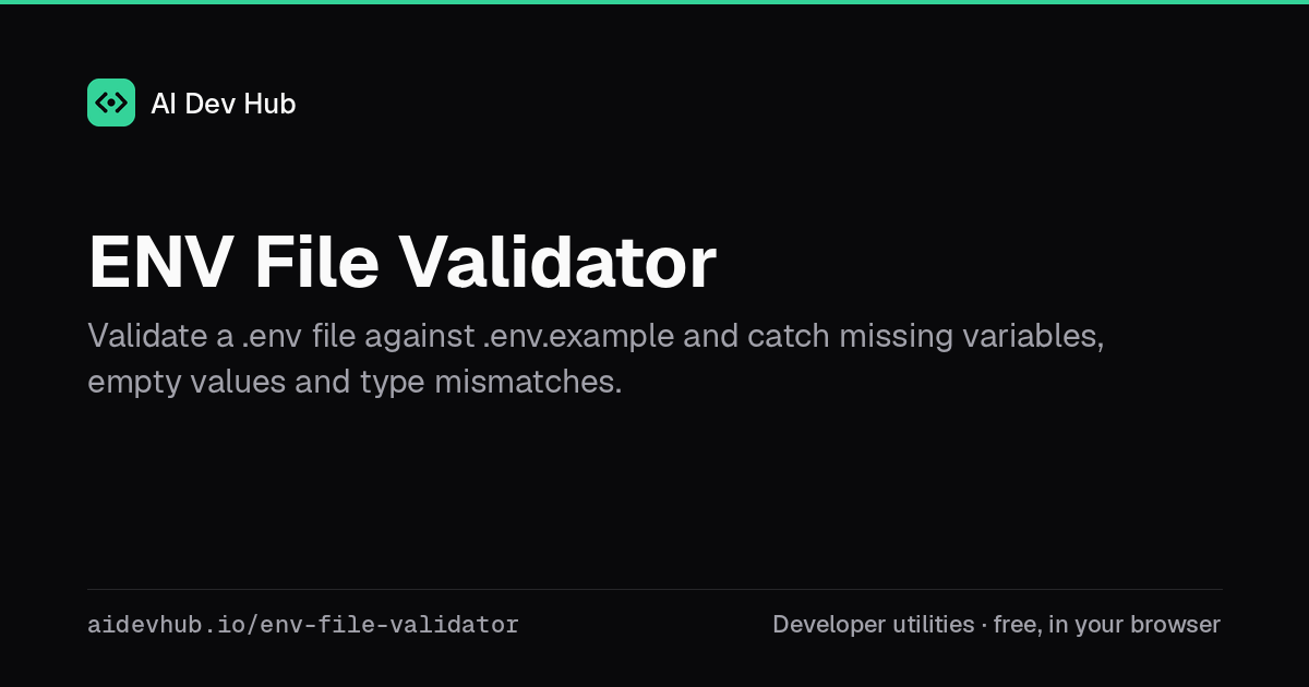 ENV File Validator — Free Online Tool | AI Dev Hub