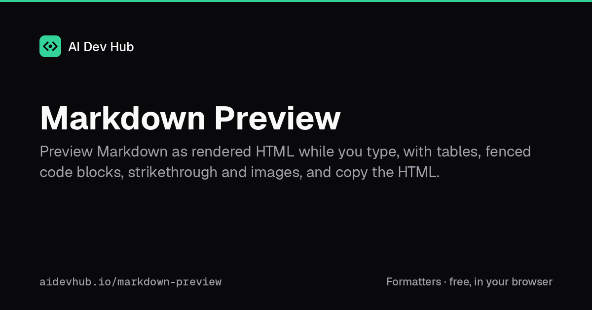 Markdown Preview — Free Online Tool | AI Dev Hub