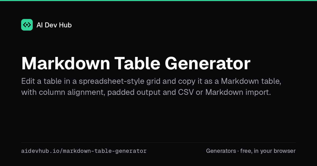 Markdown Table Generator | AI Dev Hub
