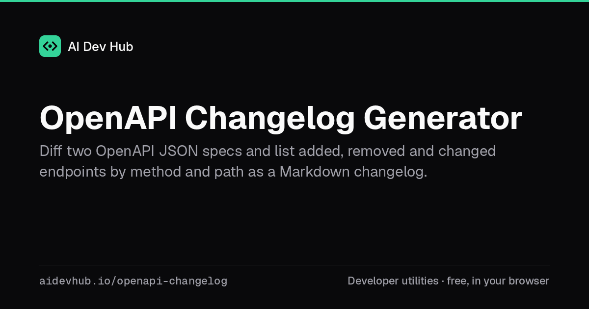 OpenAPI Changelog Generator — Free Online Tool | AI Dev Hub