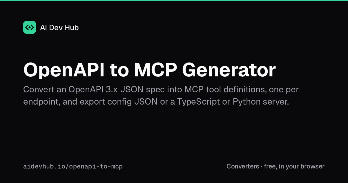 OpenAPI to MCP Generator | AI Dev Hub