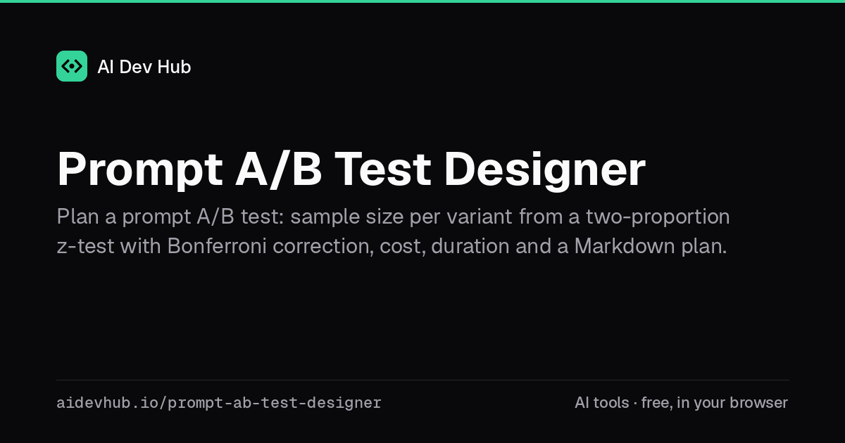 Test Designee Prompt A/B Test Designer — Free Online Tool | AI Dev Hub