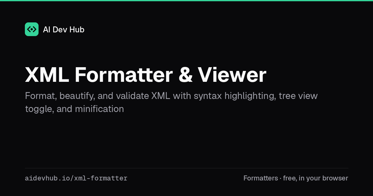 XML Formatter & Viewer — Free Online Tool | AI Dev Hub